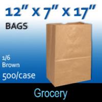 1/6 Brown Grocery Sacks (12 x 7 x 17)